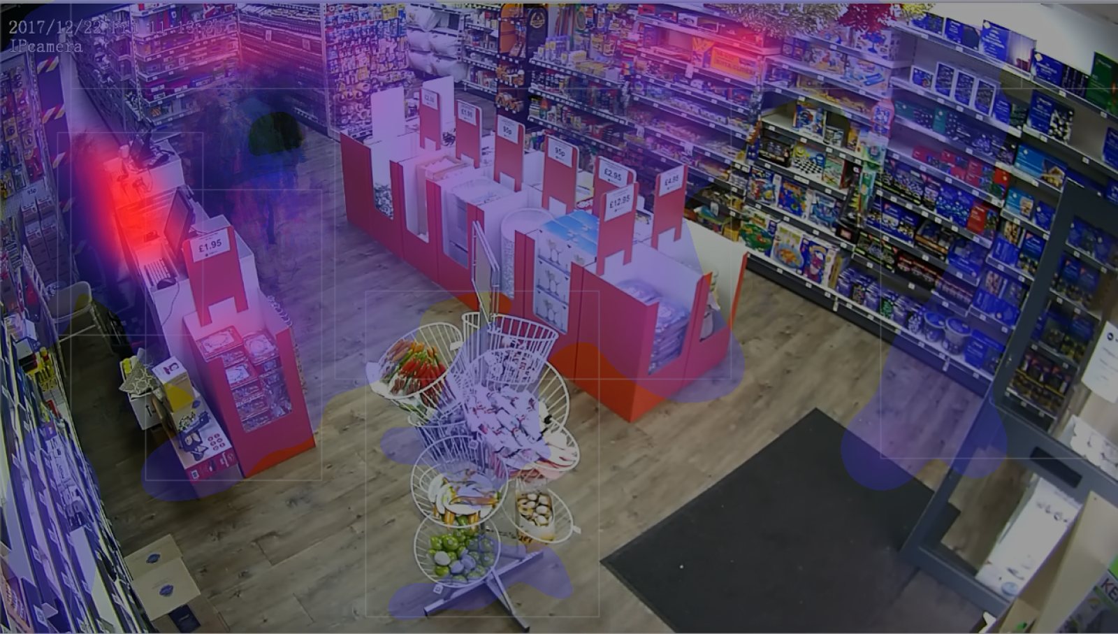 Attention heatmap over a store camera view