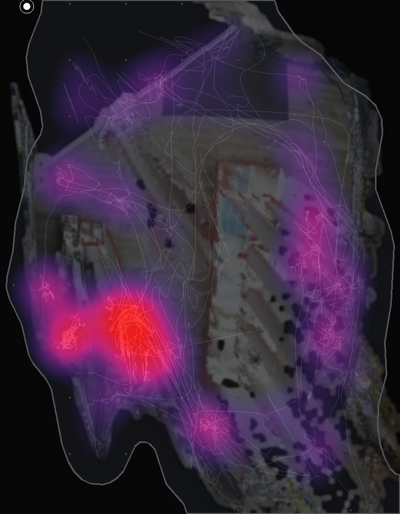 Plano de piso con mapa de calor de tráfico
